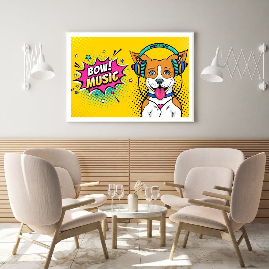 Dog with a Headset Pop Art Design Home Decor Premium Quality Poster Print Choose Your Sizes