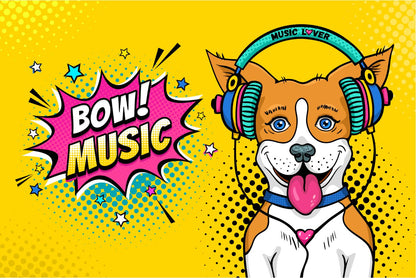 Dog with a Headset Pop Art Design Home Decor Premium Quality Poster Print Choose Your Sizes