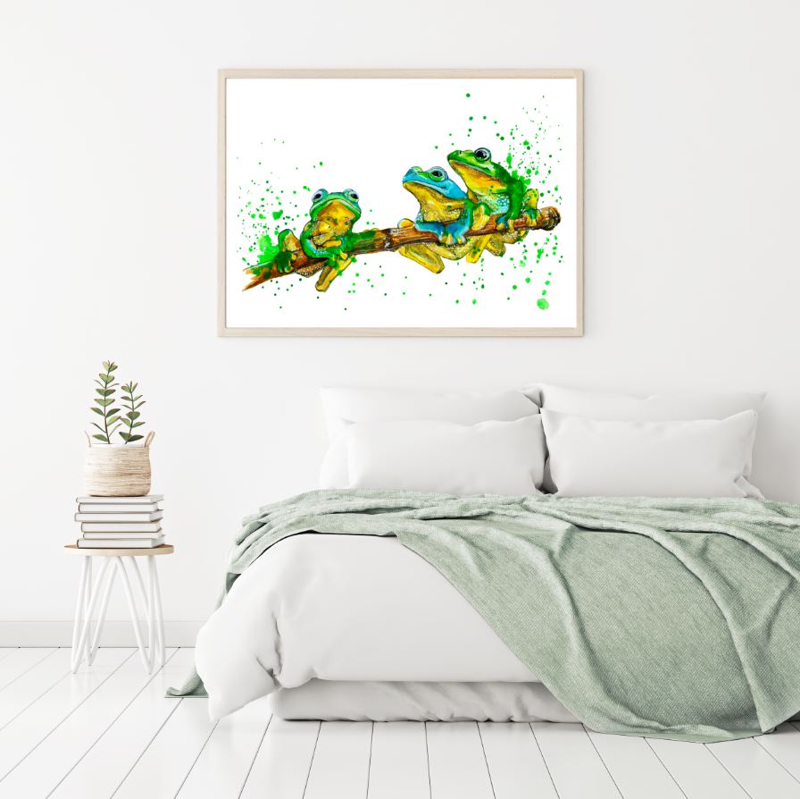 Three Frogs Watercolor Painting Home Decor Premium Quality Poster Print Choose Your Sizes