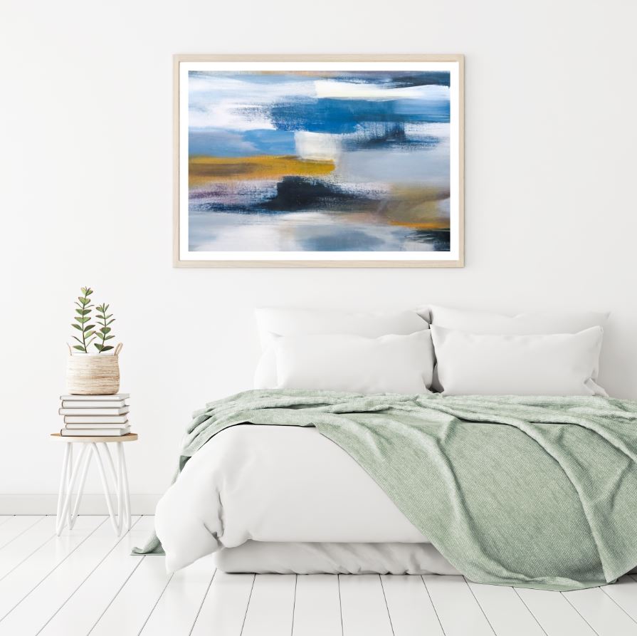 Blue White & Gold Abstract Painting Home Decor Premium Quality Poster Print Choose Your Sizes