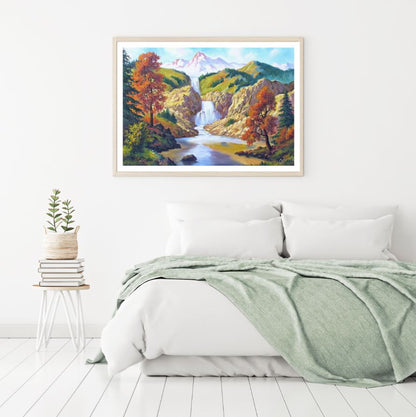 Stunning Waterfall Watercolor Painting Home Decor Premium Quality Poster Print Choose Your Sizes