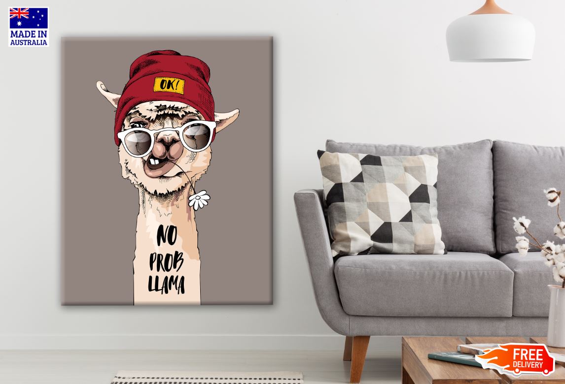 Stylish Llama with Sunglasses Painting Print 100% Australian Made Print 100% Australian Made