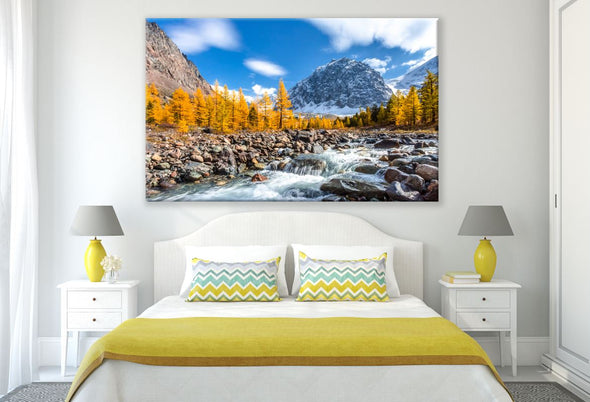 Beautiful Yellow Trees Mountain View Photograph Print 100% Australian Made