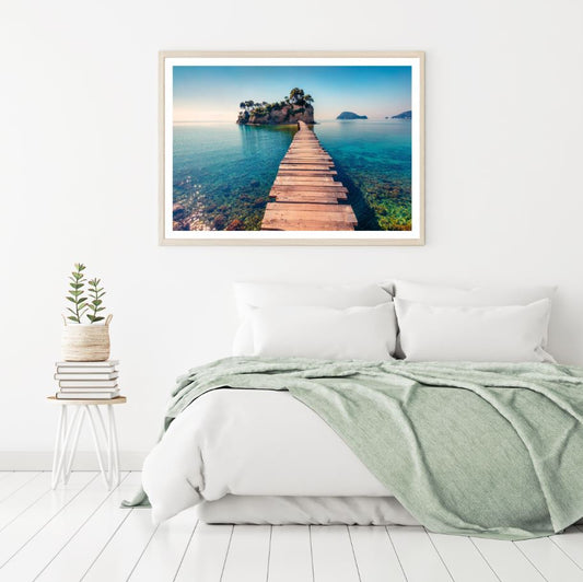 Wooden Pier to Island on Sea View Home Decor Premium Quality Poster Print Choose Your Sizes