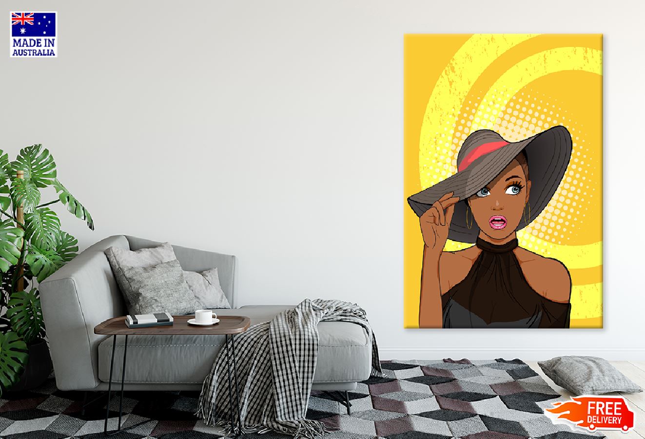 African Girl with Hat Illustration Print 100% Australian Made