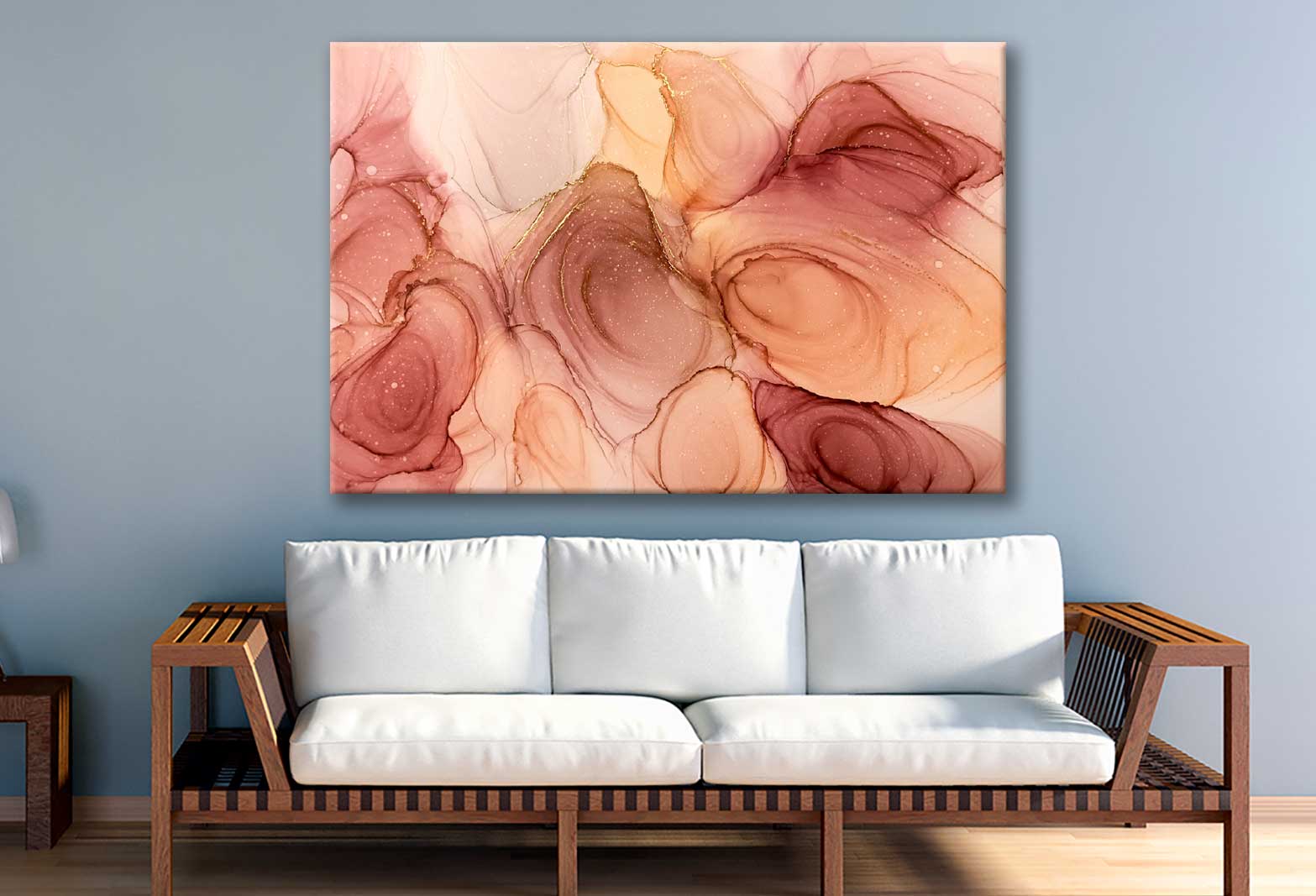 Bella Home Orange Brown Alcohol Ink Abstract Print Canvas Ready to hang