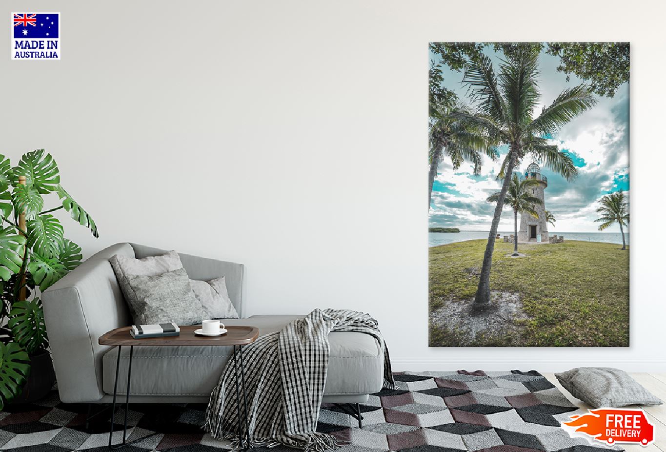 Palm Trees Near Lighthouse View Photograph Print 100% Australian Made