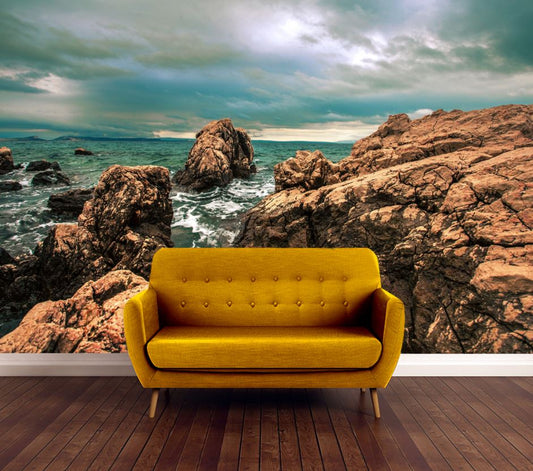 Wallpaper Murals Peel and Stick Removable Beach with Rocks Photograph High Quality