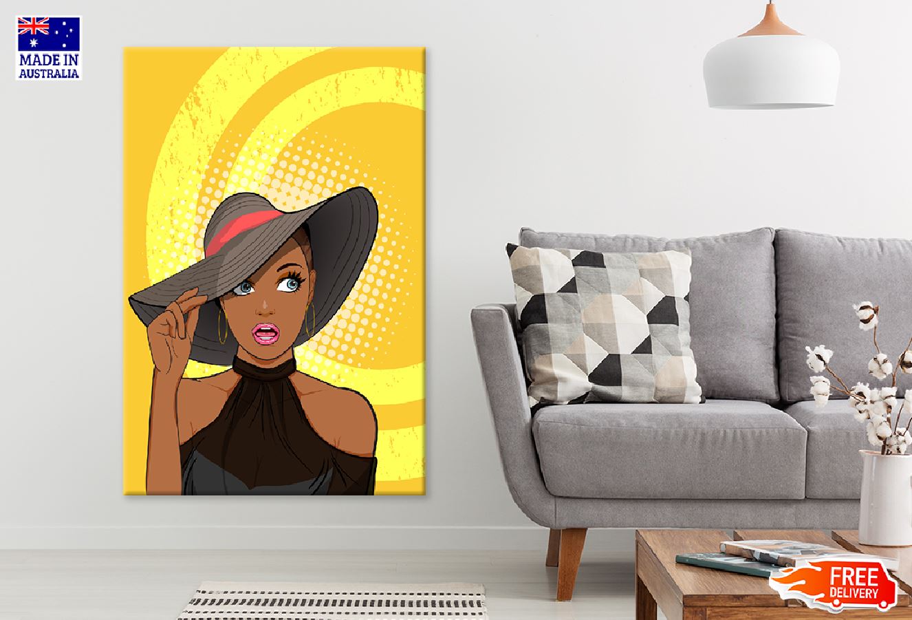 African Girl with Hat Illustration Print 100% Australian Made