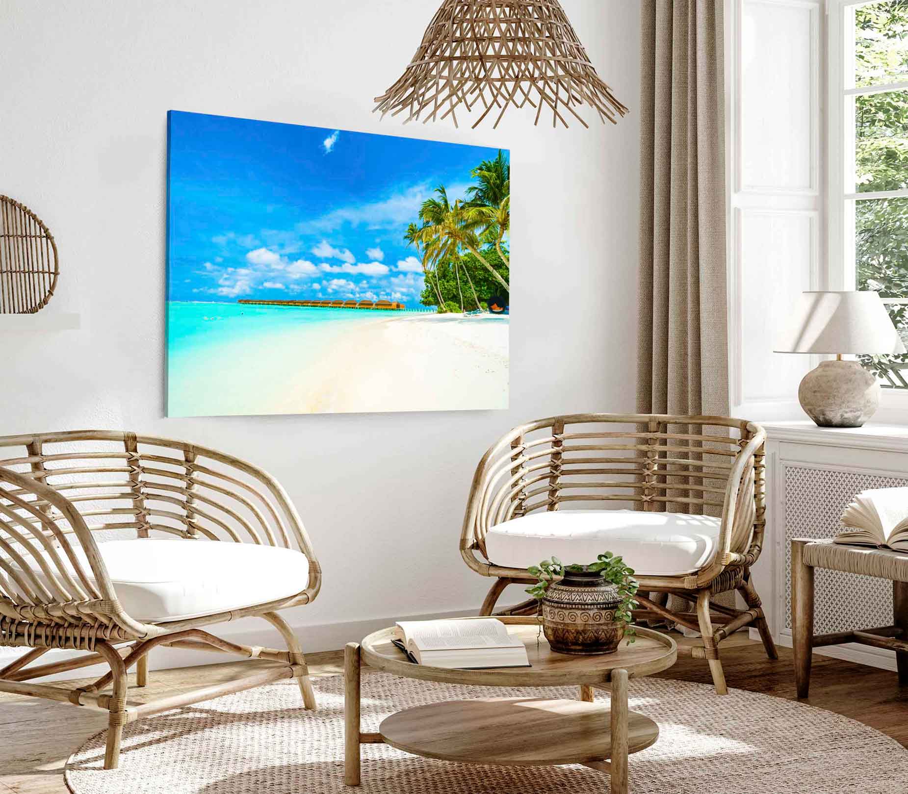 Bella Home Maldives Island With Palms Tree Print Canvas Ready to hang