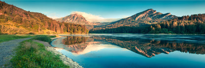 Panoramic Canvas Obersee Lake With Mountain View High Quality 100% Australian Made Wall Canvas Print Ready to Hang