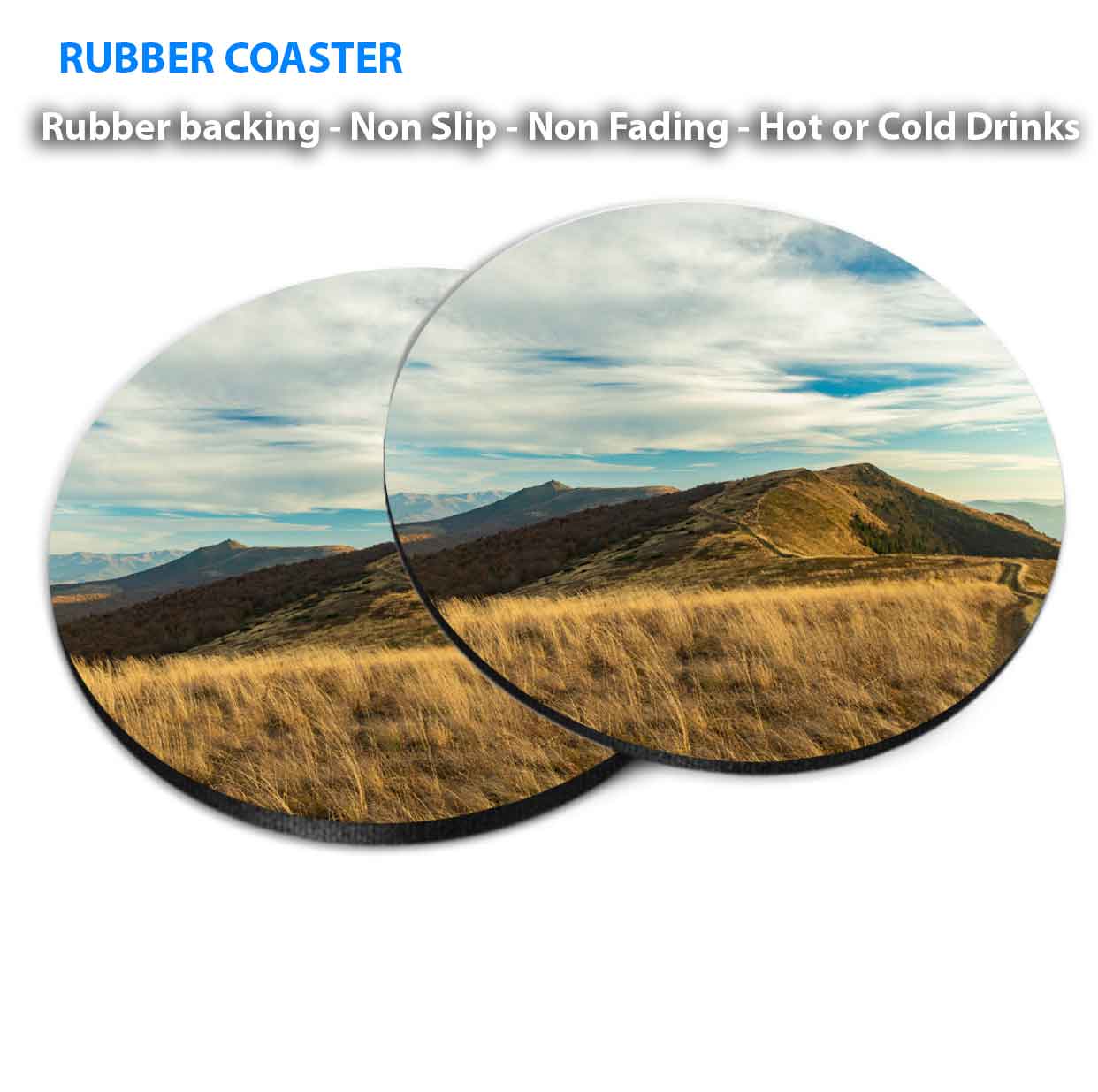 Highland Mountain Ridge Dirt Trail Coasters Wood & Rubber - Set of 6 Coasters