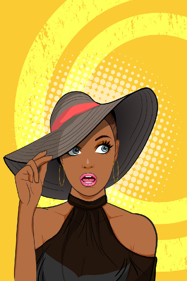 African Girl with Hat Illustration Print 100% Australian Made