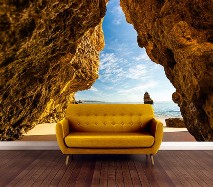 Wallpaper Murals Peel and Stick Removable Beach Cave High Quality