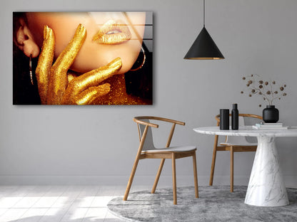 Girl with Gold Makeup Photograph Acrylic Glass Print Tempered Glass Wall Art 100% Made in Australia Ready to Hang