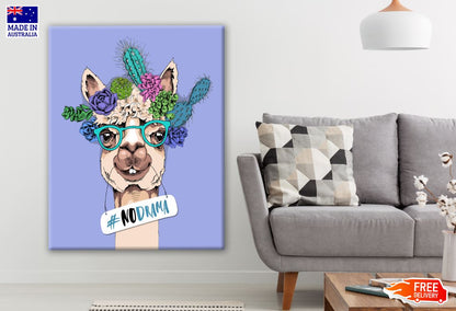 Stylish Llama with Sunglasses & Headdress Painting Print 100% Australian Made Print 100% Australian Made