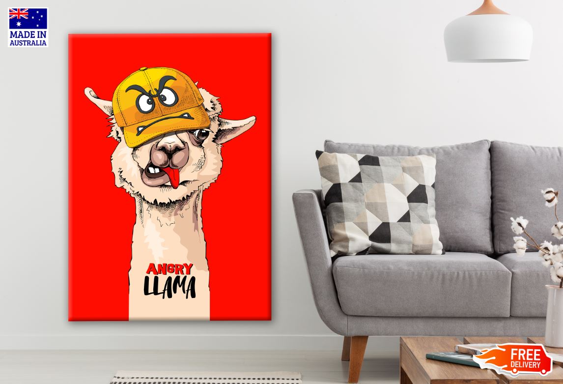 Stylish Llama with a Cap Painting Print 100% Australian Made Print 100% Australian Made