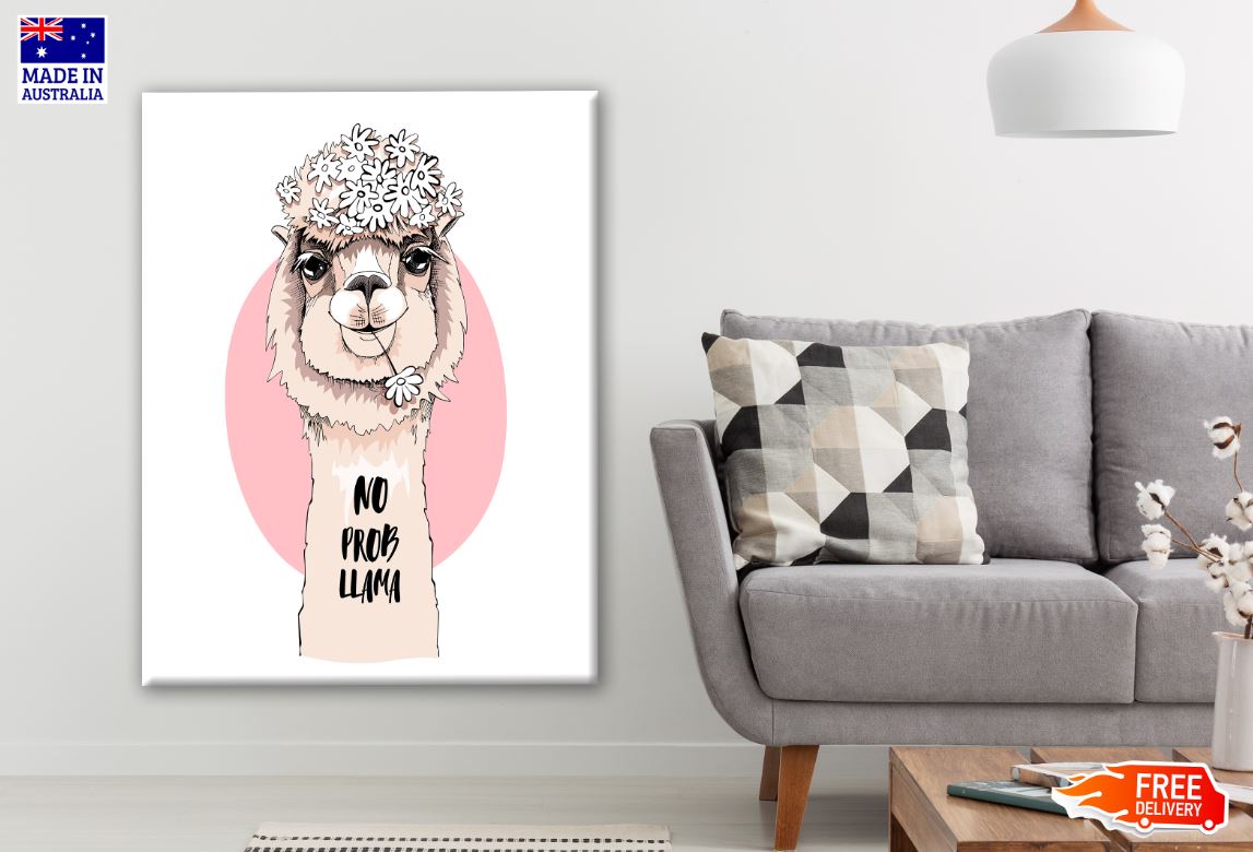 Llama with Floral Headdress Painting Print 100% Australian Made