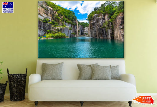 Beautiful Water Stream Between Rocks Photograph Print 100% Australian Made