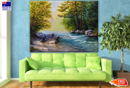 Stunning Forest & Water Stream Painting Print 100% Australian Made