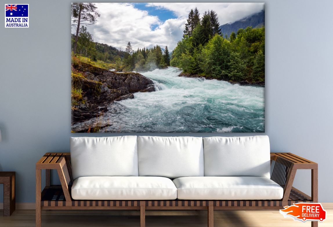 Stunning Landscape View with Water Stream Photograph Print 100% Australian Made