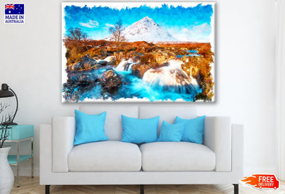 Snow Capped Mountain Painting Print 100% Australian Made