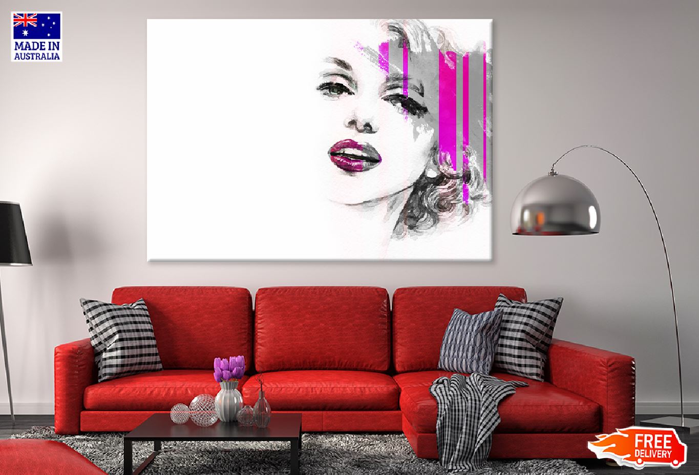 Girl with Pink Lips Watercolor Painting Print 100% Australian Made