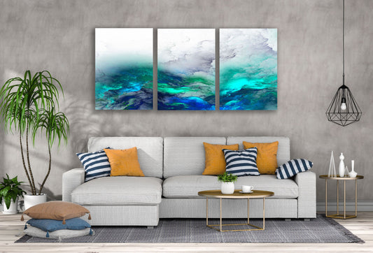 3 Set of Colorful Abstract Cloud Design High Quality Print 100% Australian Made Wall Canvas Ready to Hang