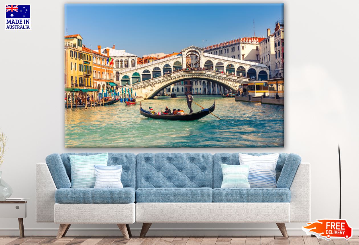 Gondola near Rialto Bridge in Venice, Italy Photograph Print 100% Australian Made