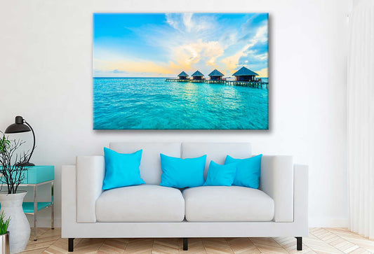 Bella Home Maldives Resort In The Sea Print Canvas Ready to hang