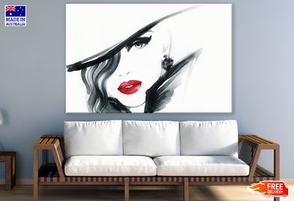 Makeup Woman with Hat Abstract Watercolor Painting Print 100% Australian Made