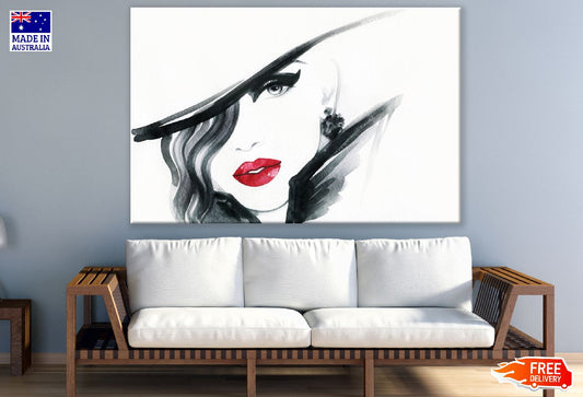 Makeup Woman with Hat Abstract Watercolor Painting Print 100% Australian Made