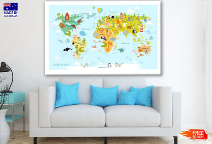 Colorful World Map Print 100% Australian Made