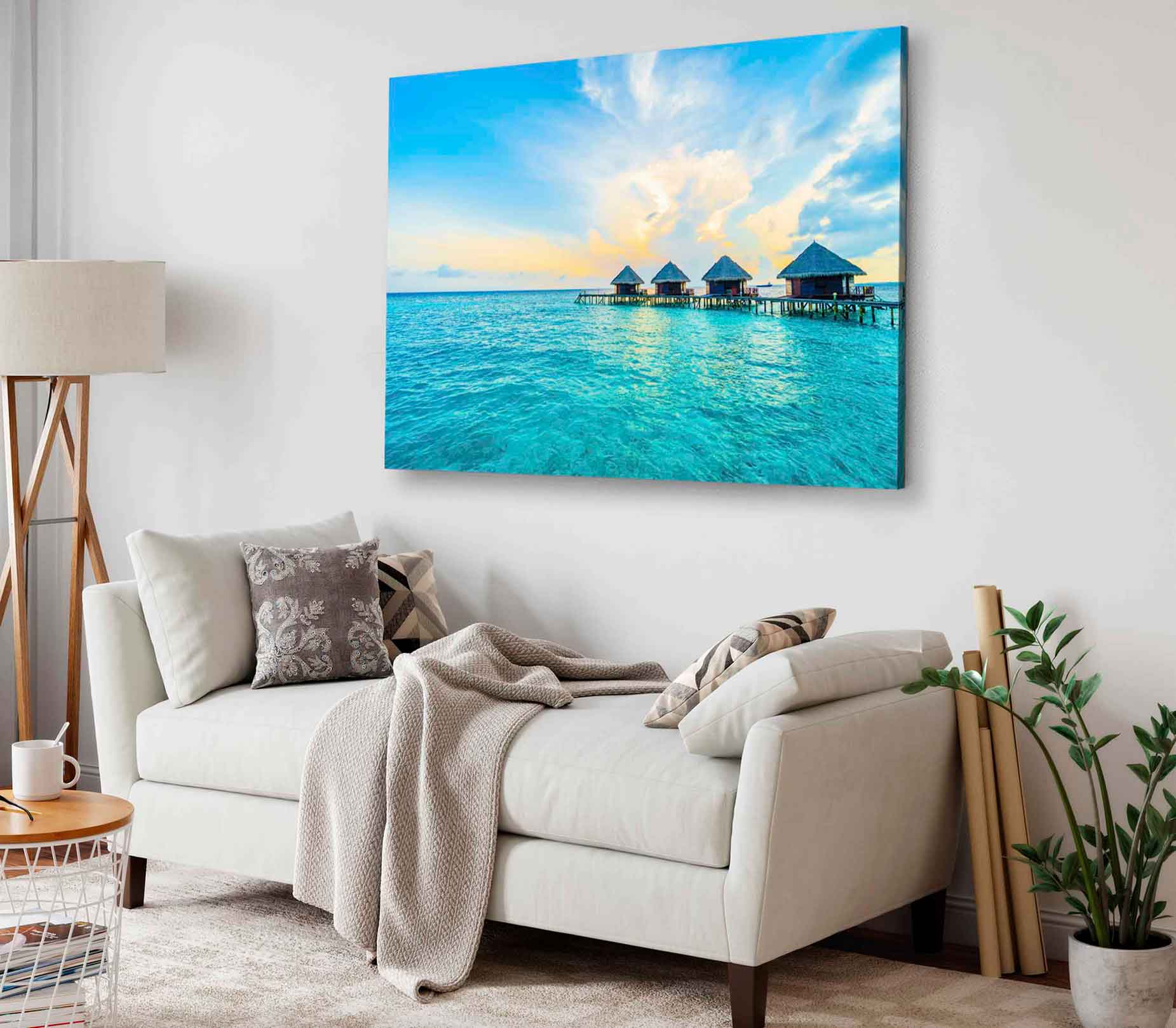 Bella Home Maldives Resort In The Sea Print Canvas Ready to hang