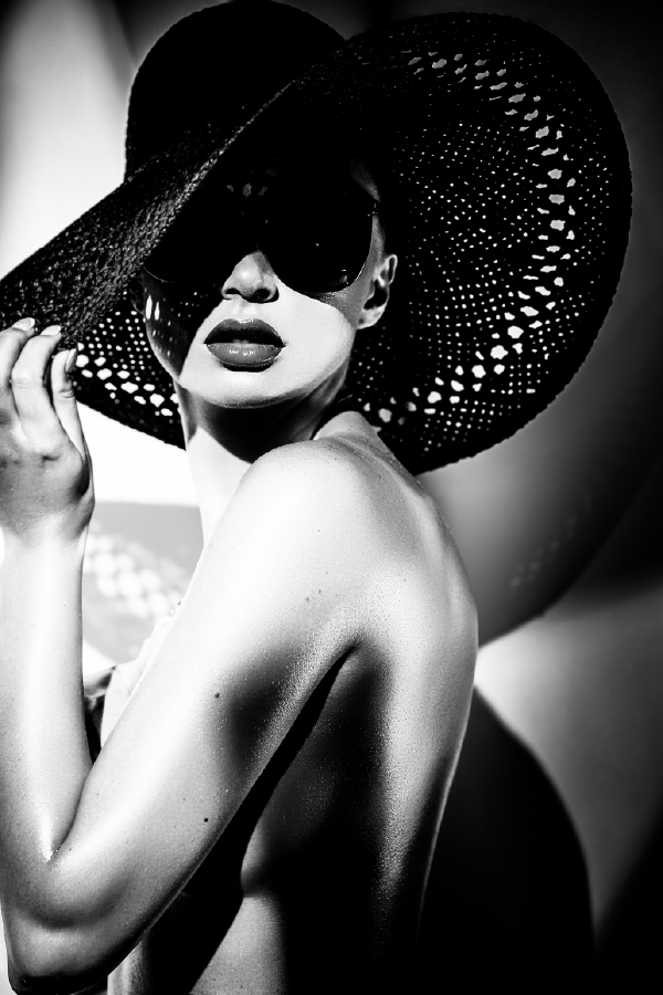 Fashion Lady with Hat B&W Photograph Print 100% Australian Made