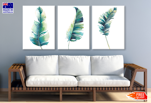 3 Set of Colourful Feathers Design High Quality print 100% Australian made wall Canvas ready to hang