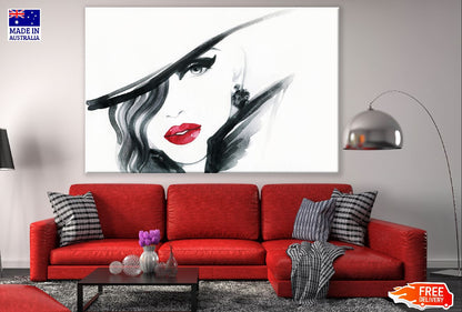 Makeup Woman with Hat Abstract Watercolor Painting Print 100% Australian Made