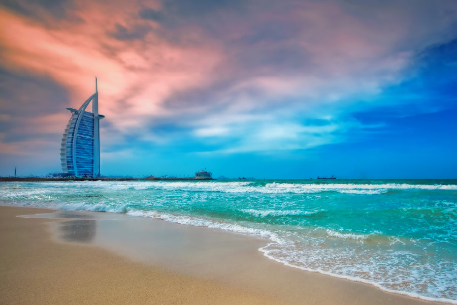 Bella Home Jumeirah Beach With Big Building Print Canvas Ready to hang