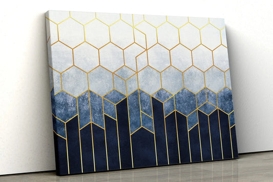 Silver Blue & Gold Absract Pattern Design Acrylic Glass Print Tempered Glass Wall Art 100% Made in Australia Ready to Hang