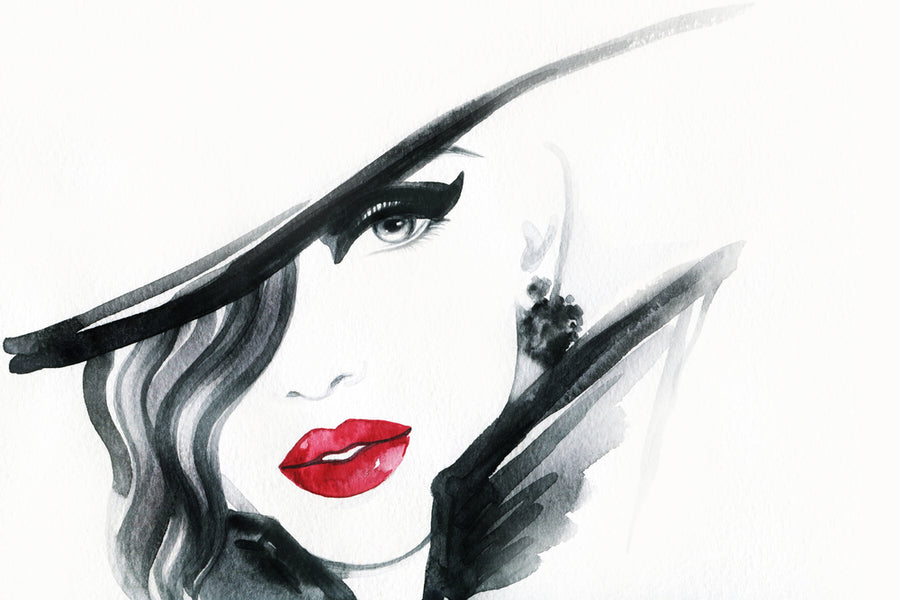 Makeup Woman with Hat Abstract Watercolor Painting Print 100% Australian Made