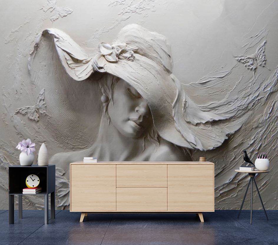 Wallpaper Murals Peel and Stick Removable White Lady Wall Sculpture High uality