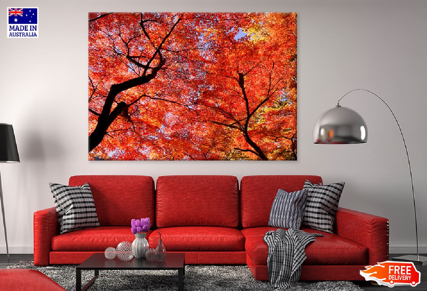 Red Orange Autumn Leaves View Photograph Print 100% Australian Made