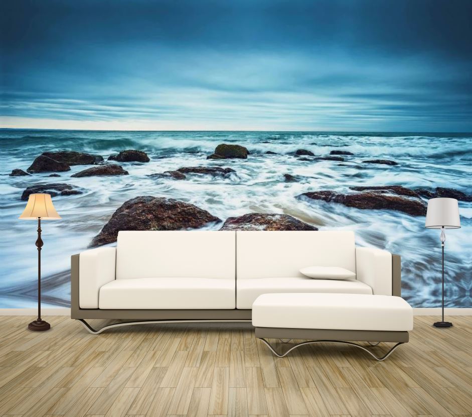 Wallpaper Murals Peel and Stick Removable Stunning Beach With Rocks Photograph High Quality