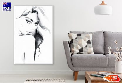 Abstract Woman Face B&W Watercolor Painting Print 100% Australian Made