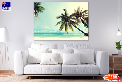 Palm Trees & Sea Wave Sky View Photograph Print 100% Australian Made