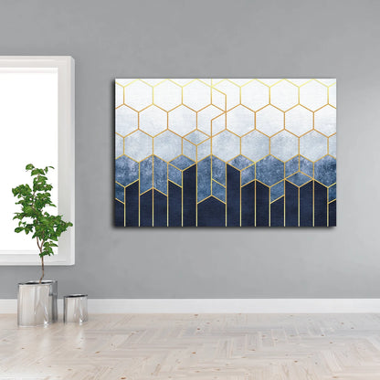 Silver Blue & Gold Absract Pattern Design Acrylic Glass Print Tempered Glass Wall Art 100% Made in Australia Ready to Hang