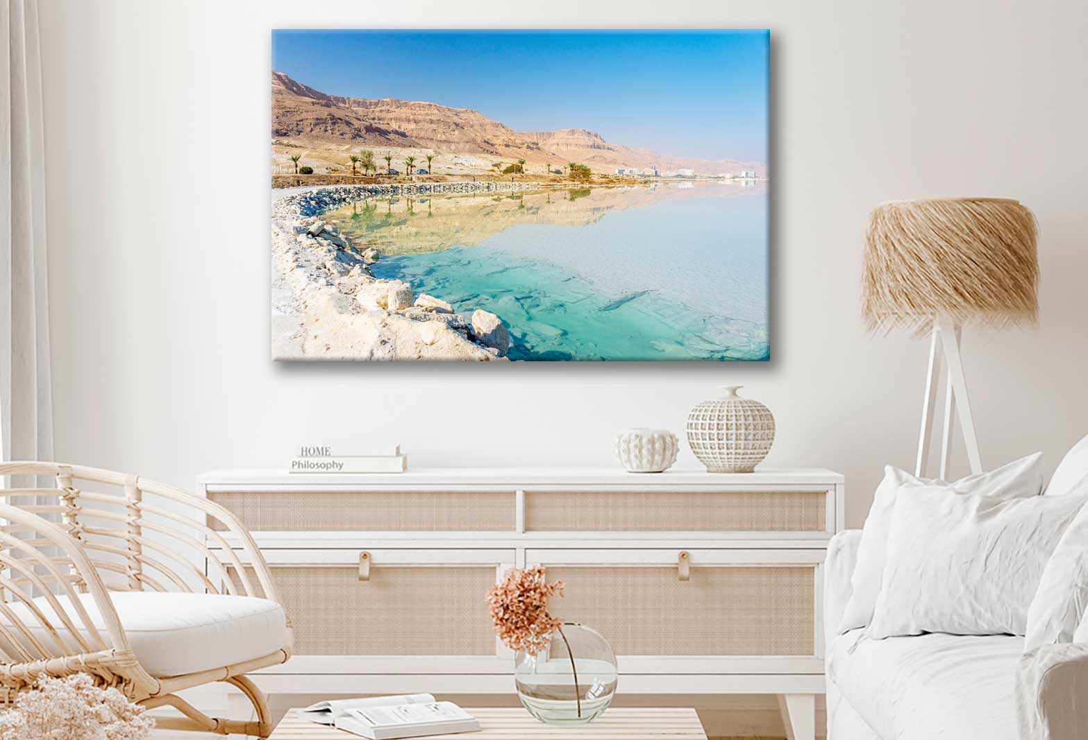 Bella Home Sea Coastline With Sun Print Canvas Ready to hang