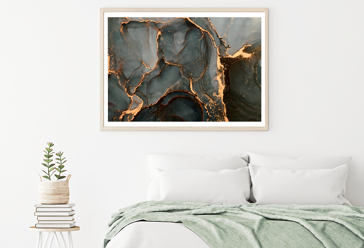Gray & Gold Abstract Design Home Decor Premium Quality Poster Print Choose Your Sizes