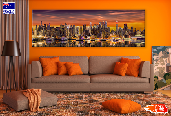 Panoramic Canvas New York City Sky line View High Quality 100% Australian made wall Canvas Print ready to hang