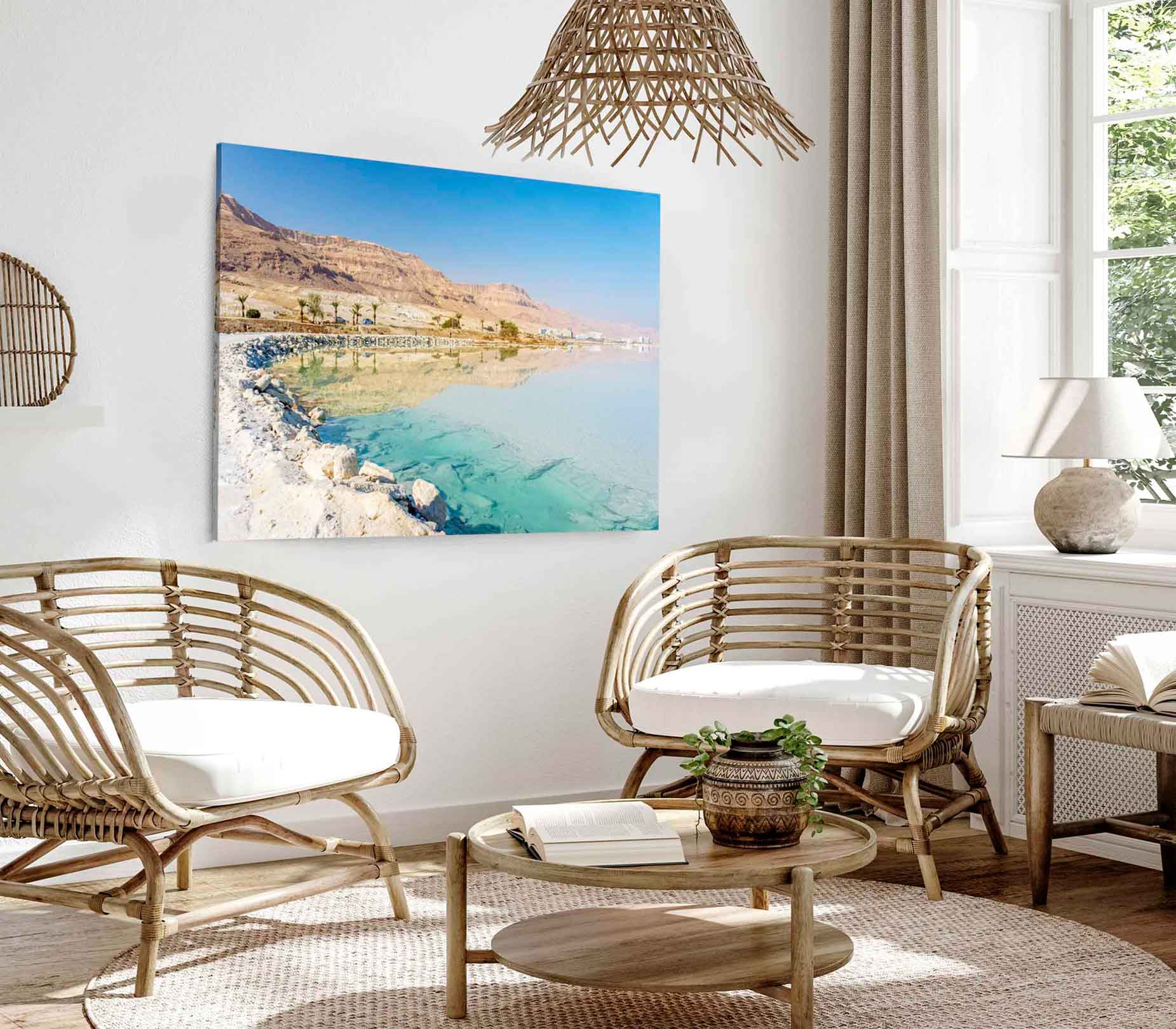 Bella Home Sea Coastline With Sun Print Canvas Ready to hang